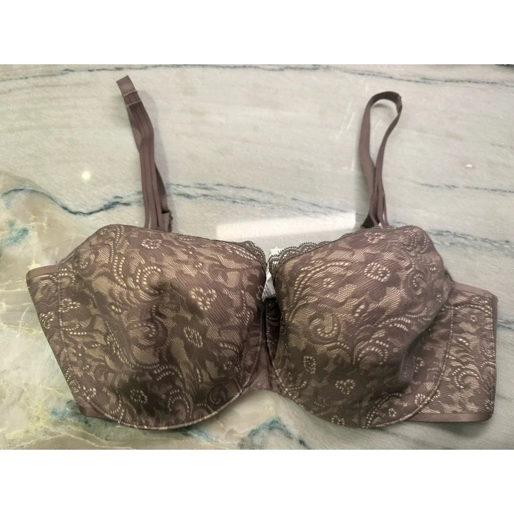 SOMA 40D Enticing Lift Balconette Unlined Bra Taupe Gray Lace‎ EXCELLENT Cond - Picture 2 of 14